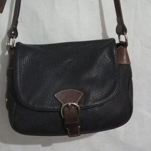 Vtg Dooney & Bourke Black Leather Shoulder Strap Bag